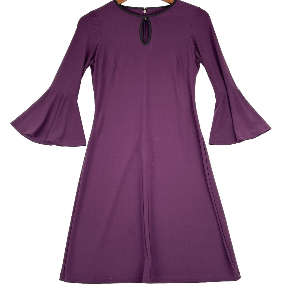 Tommy Hilfiger Plum Purple Flare Sleeve Midi Dress Size 2